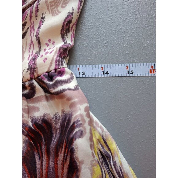 Love Fire Fit Flare Mini Dress S Purple Feather Print Flutter Sleeve Cottagecore - Picture 7 of 8
